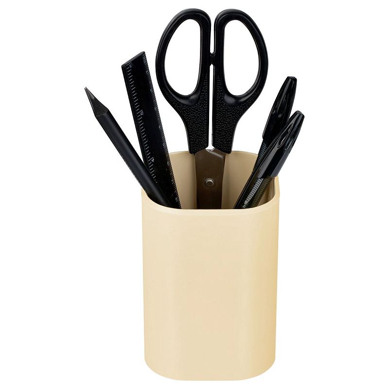 Подставка-стакан СТАММ "Фаворит", пластиковая, квадратная, бежевая