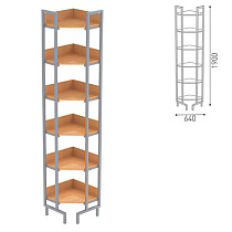 картинка Стеллаж на металлокаркасе угловой 1900х450х450 мм, серый каркас, 6 полок ЛДСП бук от магазина