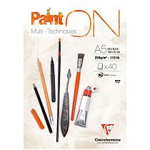 Скетчбук - альбом для смешанных техник 40л., А5, на склейке Clairefontaine "Paint'ON", мелкозерн. 250г/м2 Скетчбук - альбом для смешанных техник 40л., А5, на склейке Clairefontaine "Paint'ON", мелкозерн. 250г/м2