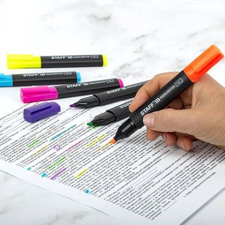 Набор текстовыделителей STAFF "Basic Budget HL-02N", 6 ЦВЕТОВ, НЕОН, линия письма 1-5 мм, 152296 