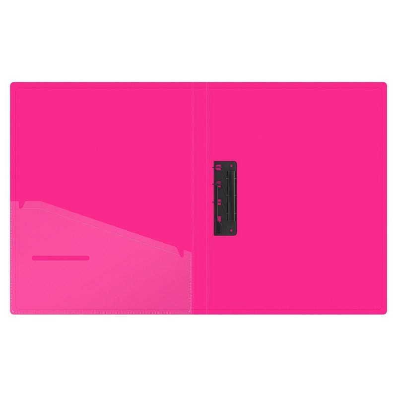 Папка c зажимом Berlingo "Neon", 17мм, 1000мкм, розовый неон, D-кольца, с внутр. карманом 