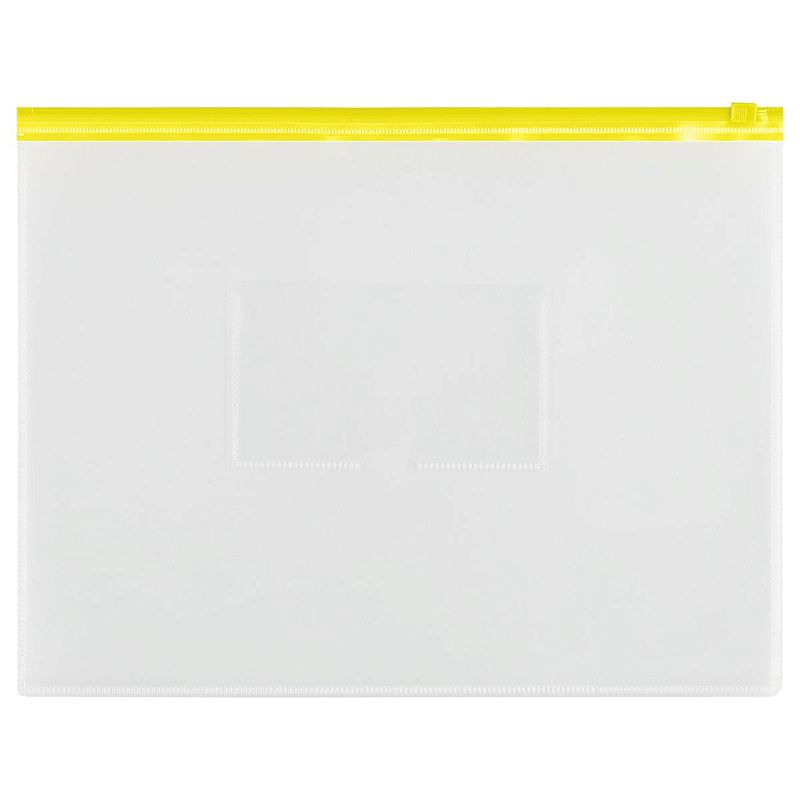 Папка-конверт на zip-молнии СТАММ А5, полипропилен, 150мкм, прозрачная, карман, молния желтая