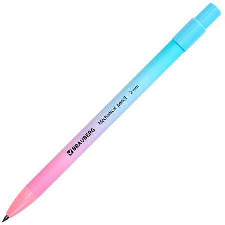 Карандаш механический цанговый 2 мм, BRAUBERG GRADE PASTEL, HB, встроенная точилка, корпус ассорти, 181961 