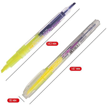 Текстовыделитель двухсторонний Crown "Multi Hi-Lighter Twin" желтый/фиолетовый, 3/2мм 