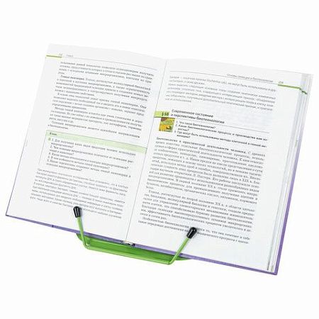 Подставка для книг и учебников BRAUBERG LINE+, металлическая, зеленая, европодвес, 238072 