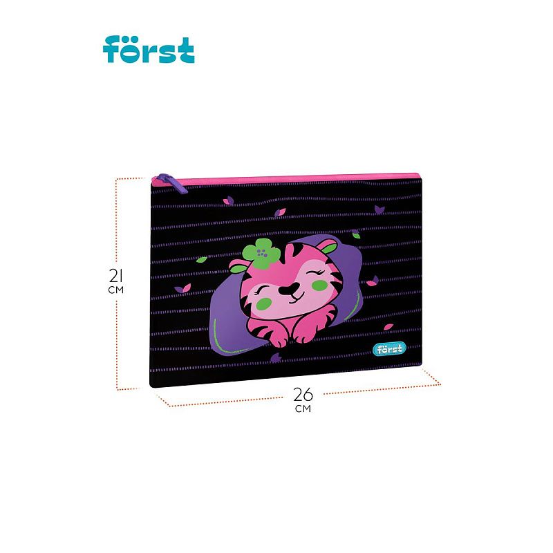 УЦЕНКА - Папка текстильная А5 Först "Pink tiger", 255*205мм, 1 отделение, полиэстер (осн 352123) 
