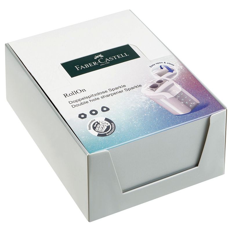 Точилка пластиковая Faber-Castell "Sparkle" 2 отверстия, контейнер, ассорти 