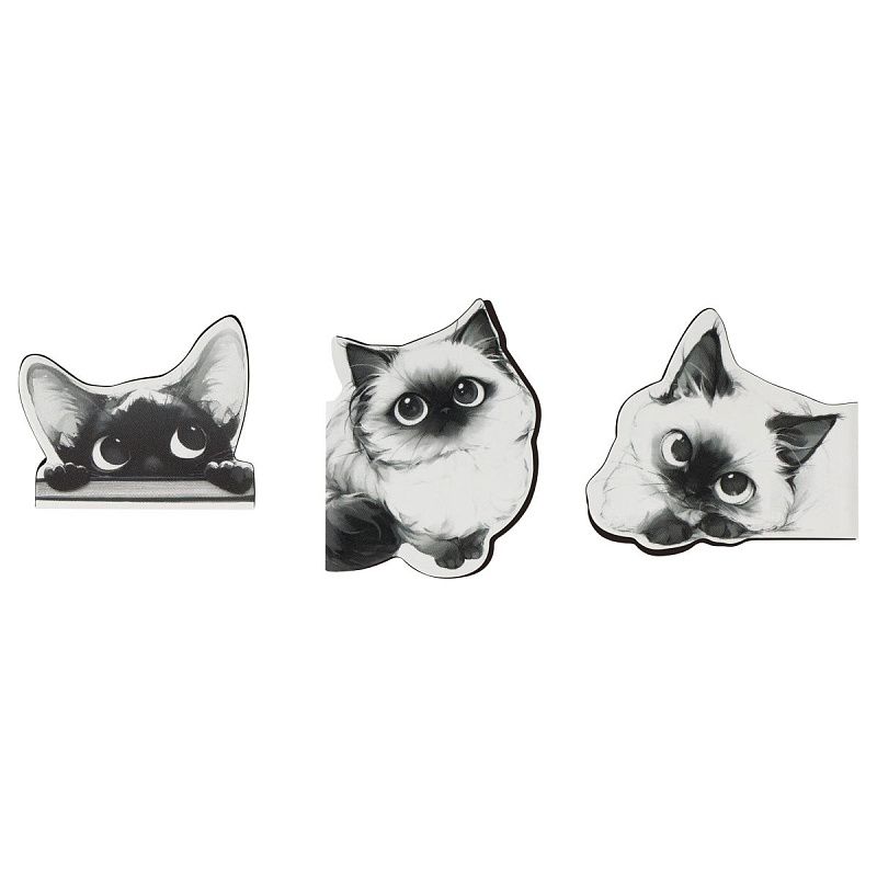 Закладки магнитные для книг, 3шт., MESHU "Cats", матовая ламинация, соф-тач 