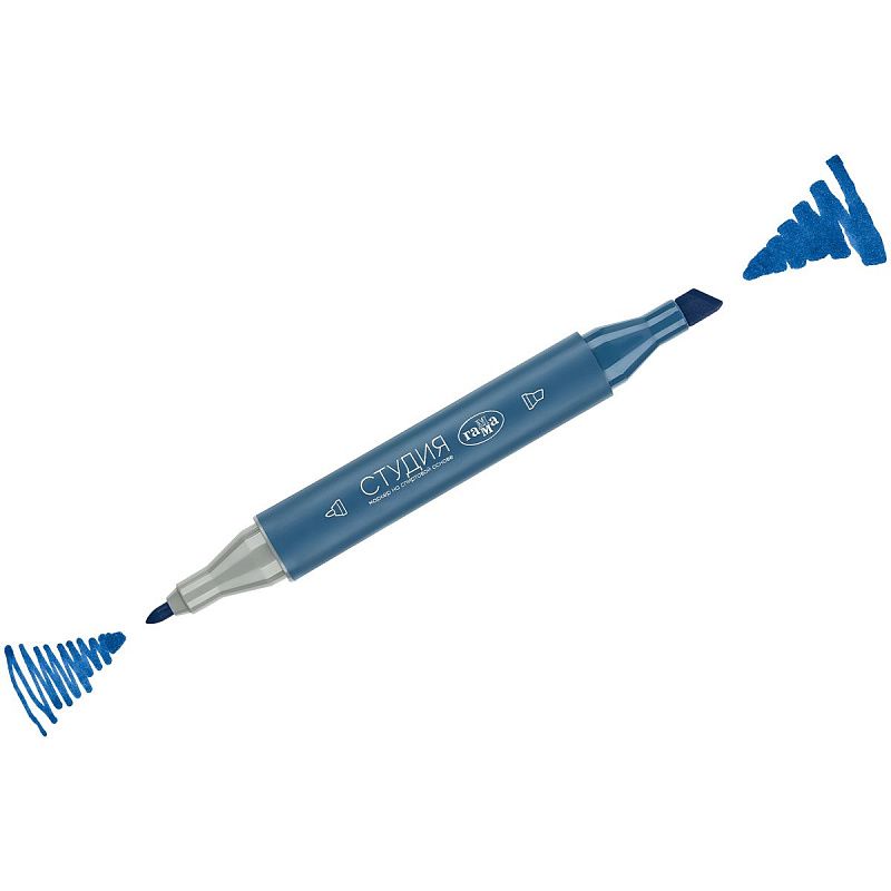 Маркер двусторонний для скетчинга Гамма "Студия", синий восточный, корпус трехгранный, пулевид./клиновид. наконечники