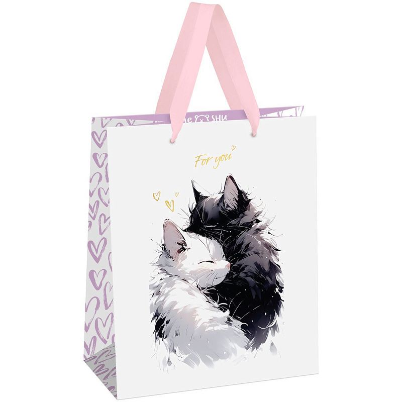 Пакет подарочный 18*23*10см MESHU "Hugs", фольга,  матовая ламинация