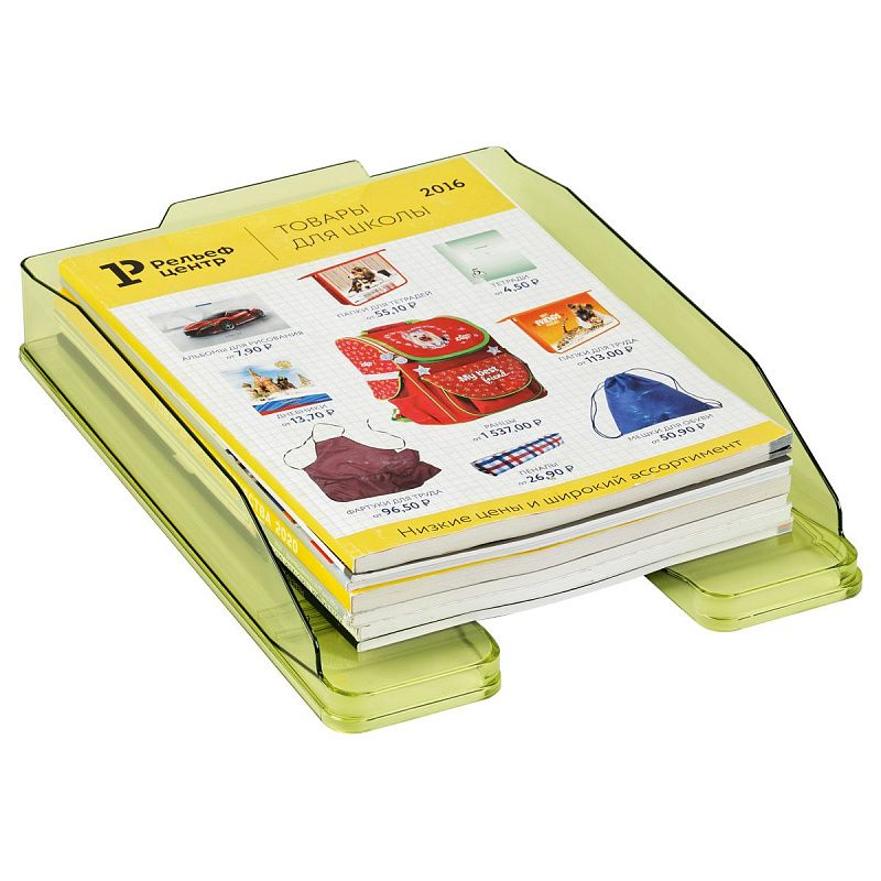 Лоток для бумаг горизонтальный СТАММ "Эксперт", тонированный, лайм