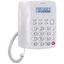 Телефон проводной Texet TX-250, ЖК дисплей, повторный набор, белый