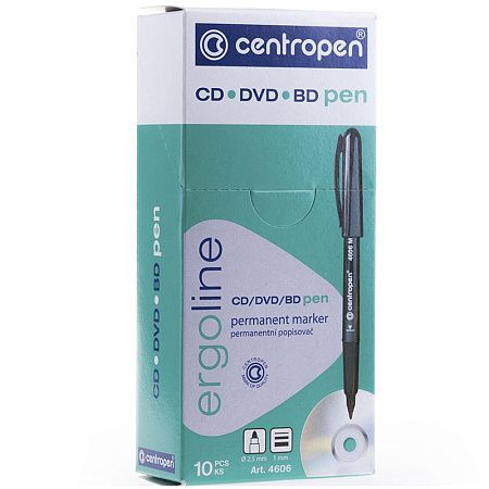 Маркер перманентный для CD/DVD Centropen "4606" черный, 1мм 