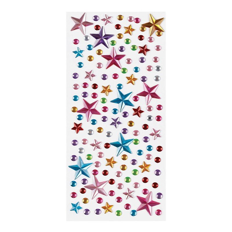 Наклейки акриловые MESHU "Shiny stars", 25*10см, стразы, 137 наклеек, инд. уп., европодвес