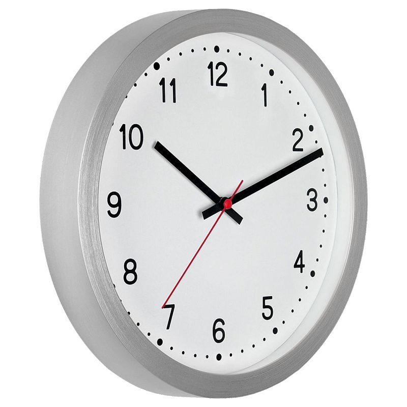 Часы настенные ход плавный, Troyka 75757701, круглые, 27*27*3,5 серебристая рамка