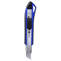 Нож канцелярский 18мм Berlingo "Razzor 300", auto-lock, металл. направл., мягкие вставки, синий, европодвес