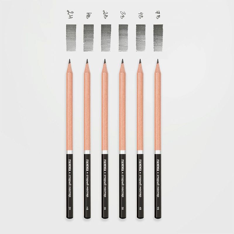 Набор карандашей ч/г Гамма 6шт., 7B-2H, кедр, картон. упаковка, европодвес 