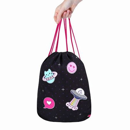Мешок для обуви BRAUBERG PREMIUM, карман, подкладка, светоотражайка, 43х33 см, Space sweets, 272422 