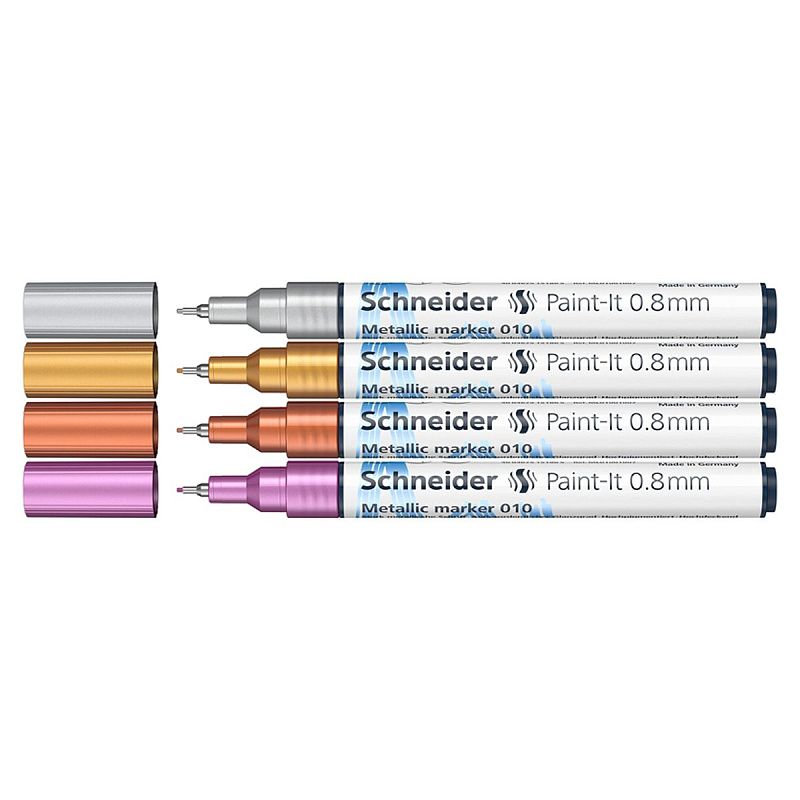 Набор маркеров для декорирования Schneider "Paint-It 010" 04цв., металлик, 0,8мм 