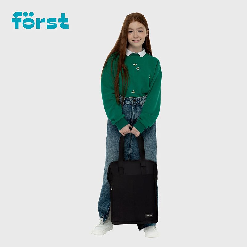 Рюкзак Först F-Casual "Dark Black" 42*28,5*12,5см, 1 отделение, 1 карман, уплотненная спинка 