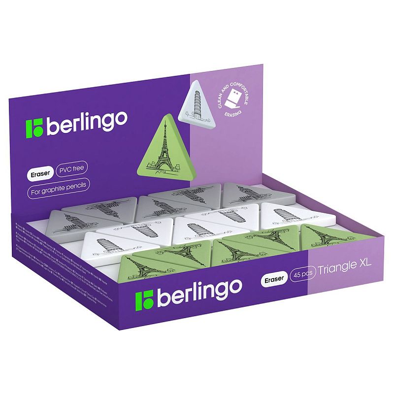Ластик Berlingo "Triangle XL", треугольный, термопластичная резина, 55*55*9мм 