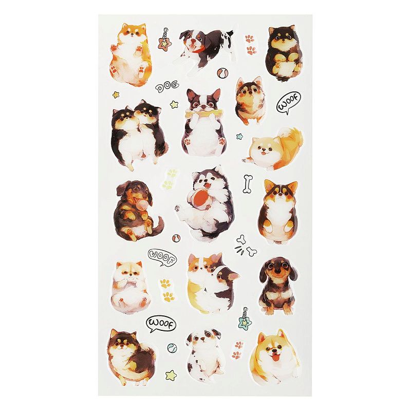 Наклейки гелевые MESHU  "Cute Dog" , 10*23см, инд. уп., европодвес