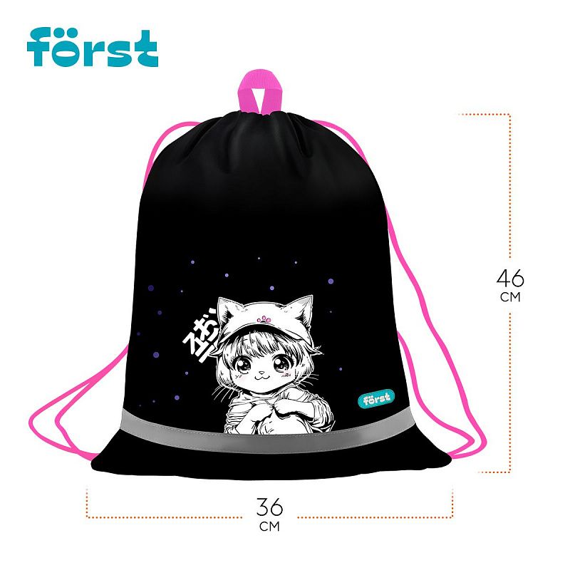 Мешок для обуви 1 отделение Först "Plush Dream", 360*460мм, вентиляционная сеточка, светоотражающая полоса 