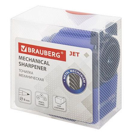 Точилка механическая BRAUBERG "JET", металлический механизм, корпус синий, 229570 