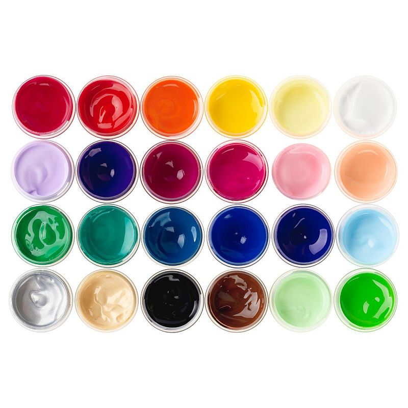 Краски акриловые декоративные Гамма "Хобби", 24 цвета, 20мл, картон.упак.  e-com