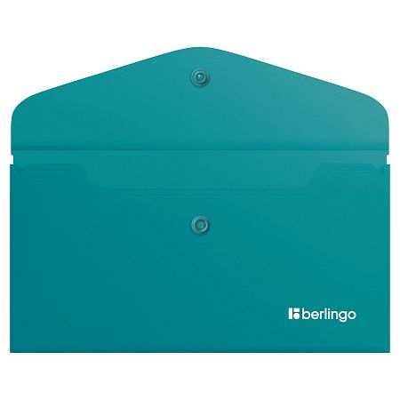 Папка-конверт на кнопке Berlingo "Soft Touch", C6, 200мкм, софт-тач, бирюзовая 