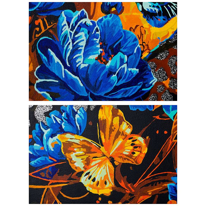 Картина по номерам на холсте с глиттером ТРИ СОВЫ "Пантера", 40*50, с акриловыми красками и кистями