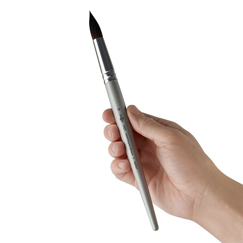 Кисть художественная синтетика имитация белки Гамма "Арбат", круглая №12, короткая ручка