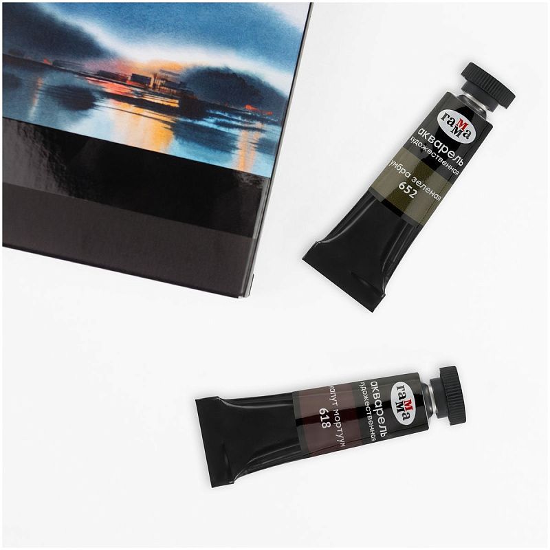 Акварель художественная Гамма "Старый Мастер" умбра зеленая, 9мл, туба