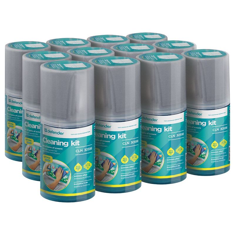 Очищающий комплекс для экранов и мониторов всех типов Defender CLN 30598 "Optima", 200мл + салфетка из микрофибры 18*18см
