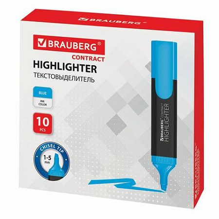 Текстовыделитель BRAUBERG "Contract", ГОЛУБОЙ, линия 1-5 мм, 150391 