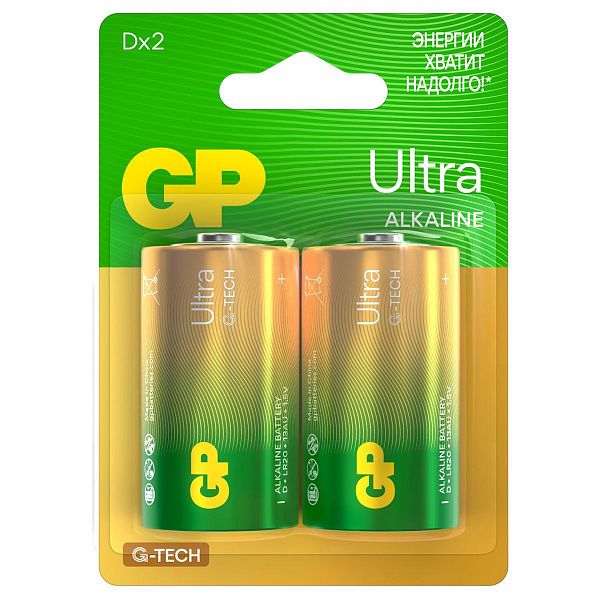 Батарейка GP Ultra G-Tech D (LR20) 13A алкалиновая, BC2
