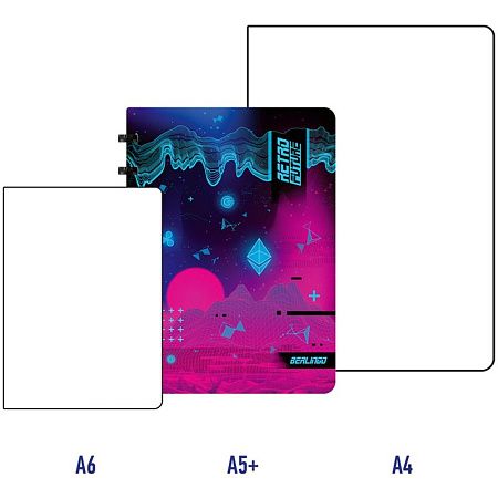 Бизнес-тетрадь А5+, 80л., Berlingo "Retro Future", клетка, на кольцах, с возм. замены блока, 80г/м2, пластик. обложка 700мкм, линейка-закладка
