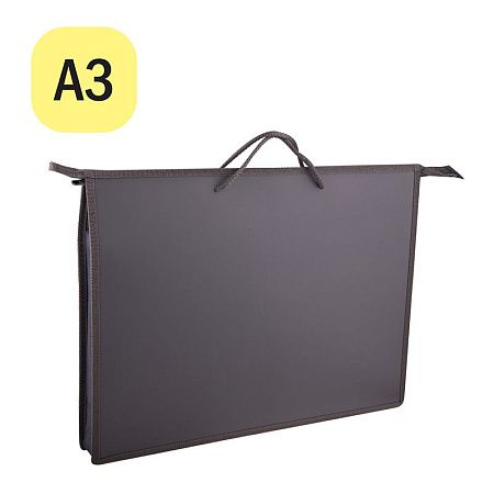 Папка для чертежей и рисунков А3 ArtSpace, серый, пластик, на молнии 