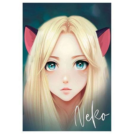 Блокнот А6 40л. на отрывной склейке MESHU "Neko", матовая ламинация, тиснение фольгой