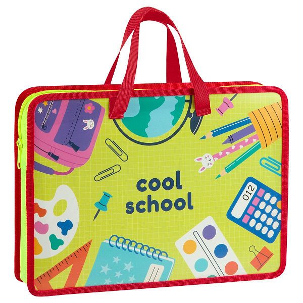 Папка с ручками А4 ArtSpace "Папка школьника ", пластик, на молнии, 70мм