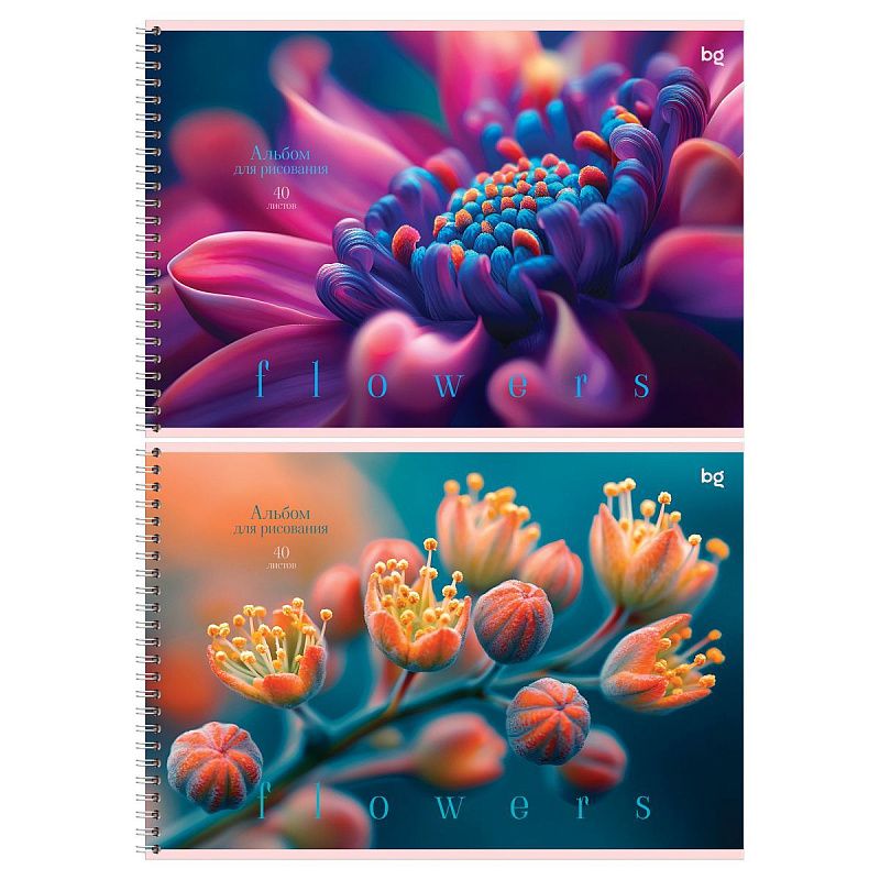 Альбом для рисования 40л., А4, на гребне BG "Macro flowers"