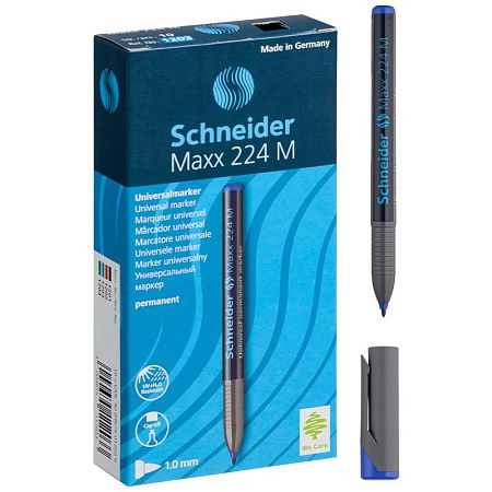 Маркер перманентный Schneider "Maxx 224 M" синий, пулевидный, 1,0мм 