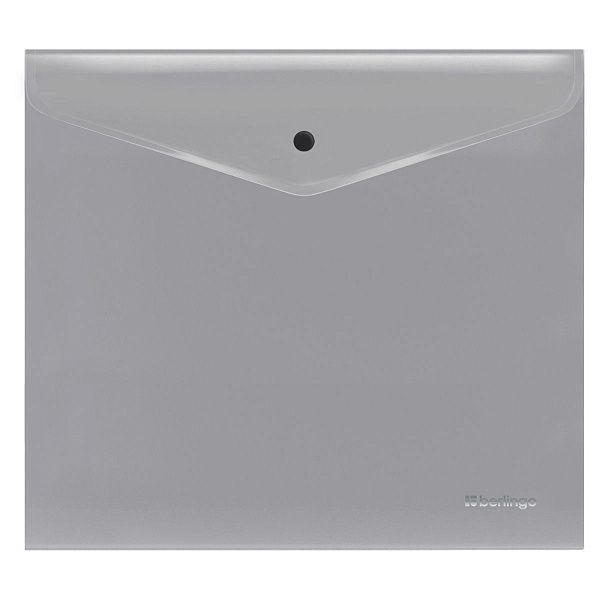 Папка-конверт на кнопке Berlingo "Metallic", А5+, 200 мкм, серый металлик