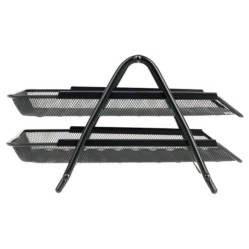 Лоток для бумаг горизонтальный СТАММ, 2 секции, металл, черный