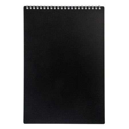 Блокнот БОЛЬШОЙ ФОРМАТ А4, 80 л., гребень, обложка пластик "VELVET", клетка, HATBER, черный, 081540, 80Б4В1гр_01601
