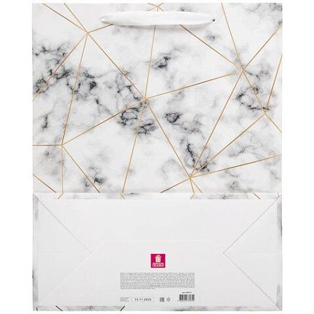 Пакет подарочный 26,5x12,7x33 см ЗОЛОТАЯ СКАЗКА "Golden Marble", тиснение фольгой, 608251