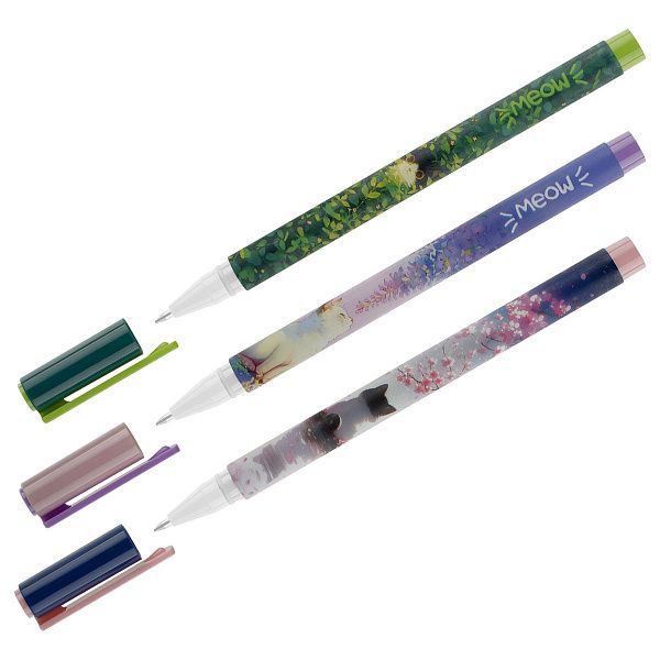 Ручка шариковая MESHU "Meow spring" синяя, 0,5мм, корпус ассорти