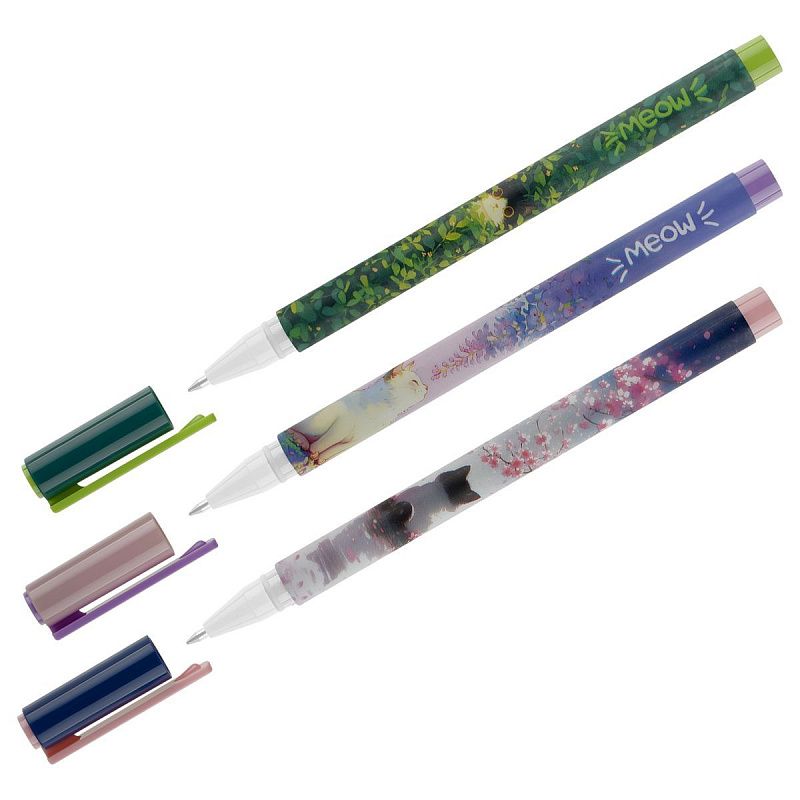 Ручка шариковая MESHU "Meow spring" синяя, 0,5мм, корпус ассорти