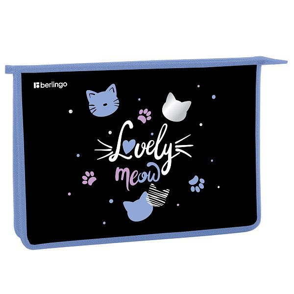 Папка для тетрадей 1 отделение, А4 Berlingo "Lovely Meow", 340*245*40 мм, пластик, на молнии