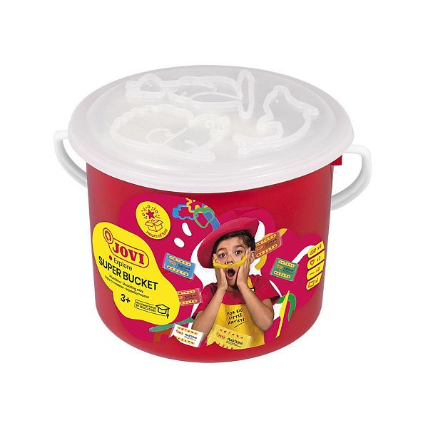 Пластилин JOVI, 06 цветов, 300г, растительный, формочки, стеки, клеенка, в ведре